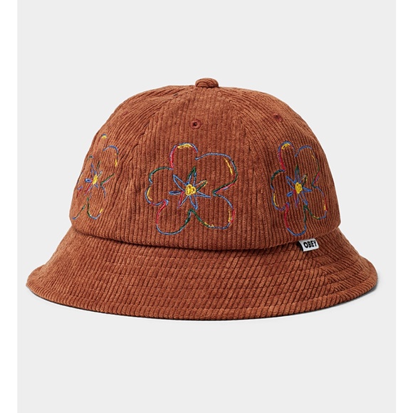 Obey Nova unisex embroidered brown corduroy bucket hat NWT - Picture 1 of 12
